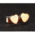 Las señoras de oro rosa de chapado en forma de corazón de acero inoxidable Stud Earrings ZZE008